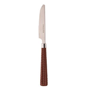 Conjunto 6 Facas de Sobremesa de Aço Inox com Cabo de Plástico Rattan Marrom 20,5cm