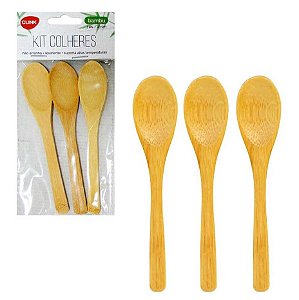 Kit 3 Mini Colheres de Bambu
