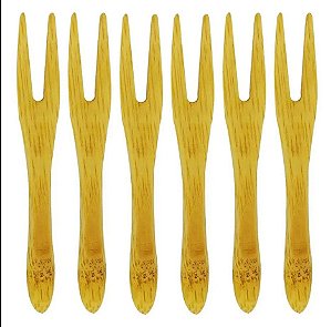 Conjunto de Mini Garfos 6 Peças em Bambu 9x1,2cm