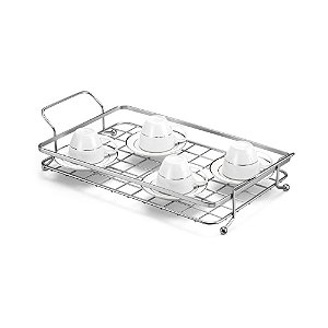 Bandeja Multiuso Organizadora 48 X 25 X 9 Cor Cromo Fosco