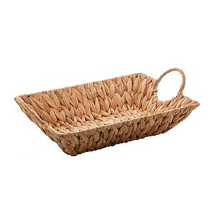 Cesta de Fibra Natural Alça Metal Revestida Fibra 35x25x8cm