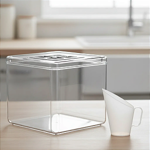 Pote Quadrado Acrílico com Tampa 5 Litros Concha 100ml