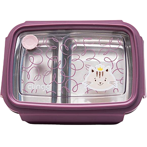 Lancheira Infantil Bento Box Divisórias Rosa Tampa Hermetica
