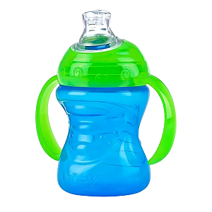 Copo Transição com Alça Bico Silicone Antivazamento 240ml Azul e Verde