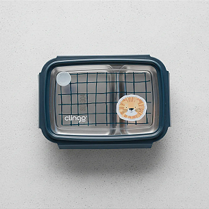 Lancheira Infantil Bento Box com Divisórias Tampa Hermética Azul