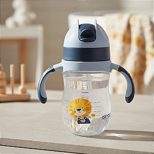 Copo de Transição com Canudo Silicone 220ml Azul