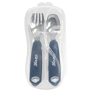 Talher Infantil Aço Inoxidável Com Estojo Clingo Azul