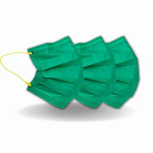 Máscara Descartável Verde Bandeira com Elástico Amarelo REALDESC 50 UND COPA