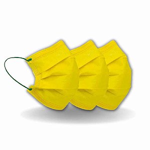 Máscara Descartável Amarela com Elástico Verde Bandeira REALDESC 50 UND COPA