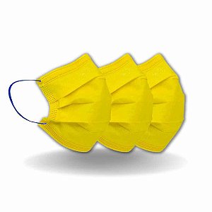 Máscara Descartável Amarela com Elástico Azul Marinho REALDESC 50 UND COPA