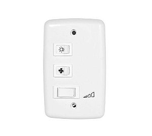CONTROLE VENTILADOR BOTÃO + 1 LAMPADA  220V "CV-07" - EMBUTIR - AP