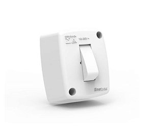 INTERRUPTOR SOBREPOR (MADEIRA) 1 TECLA SIMPLES BRANCA - ENERBRAS