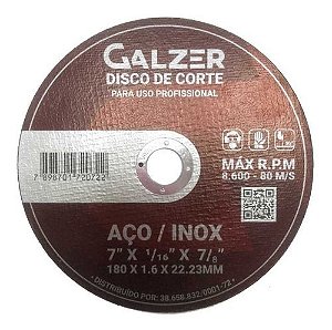 Disco de Corte 7" x 1/16 x 7/8 Galzer