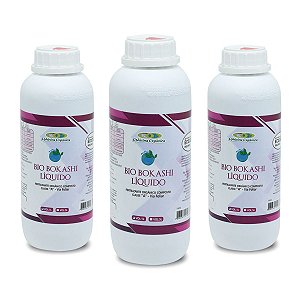 Kit Com 3 Fertilizantes Orgânico Bio Bokashi Líquido 1 Litro
