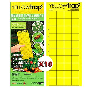 Kit Armadilha Adesiva Yellow Trap Insetos Voadores 10 Un