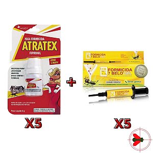 Kit Casa Livre De Formigas Atratex 5 Un + Gel 7 Belo 5 Un