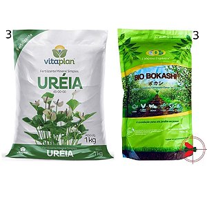 3 Fertilizante Bio Bokashi e Mineral Uréia 45-00-00 Vitaplan