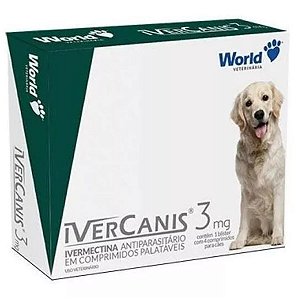 Ivercanis 3mg Ivermectina Antiparasitário De Cão Até 15kg C/ 4 Comp World