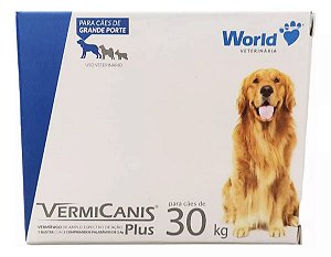 Vermífugo P/ Cães 30kg Vermicanis Plus 2,4g World C/20 Comp