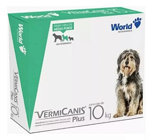 Vermífugo P/ Cães 10kg Vermicanis Plus  800mg World C/4 Comprimidos