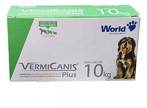 Vermífugo P/ Cães 10kg Vermicanis Plus 800mg World C/40 Comp