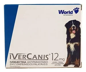 Ivercanis 12mg Ivermectina Antiparasitário De Cão 30-60kg C/ 4 Comp World