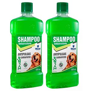2 Shampoo Para Cachorro Antipulga Carrapatos Pet World 500ml