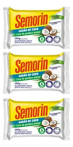 Semorin Sabão De Côco Sem Gordura Animal 180gr 3 Un