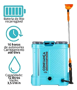 Pulverizador Elétrico Profissional Bateria Lítio 12 litros Confiança