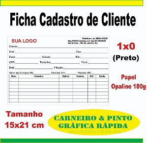 Fichas para Cadastro de Clientes / 15x21Cm
