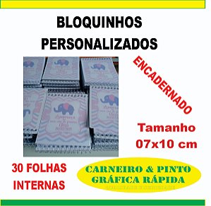 Bloquinhos Personalizados - Bloco de Anotações Tamanho 7x10cm (Encadernado)