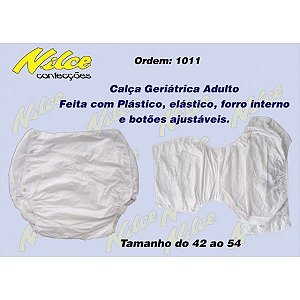 Calça Plastica Geriátrica Adulto Com Forro Simples e Botão Nilce - Chaumme