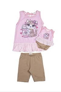 Conjunto leopardo com legging ciclista (Cód. LY0001