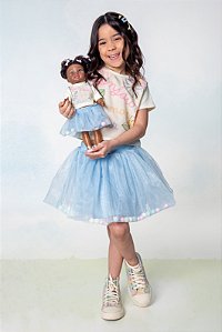 Conjunto Bonjour com tutu pompom