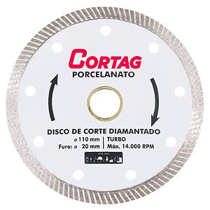 DISCO DIAMANTADO PORCELANATO TURBO CORTAG 110MM