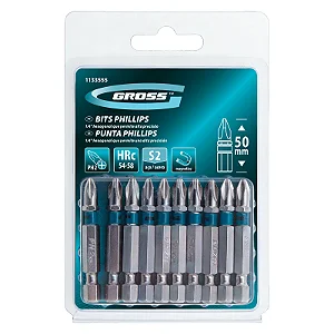 BITS PHILLIPS PH2, ACO CROMO MOLIBDENIO, 50MM, 10PCS // GROSS