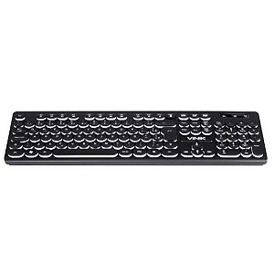 Teclado USB PRETO Slim LED Branco c/ Teclas Retro VINIK
