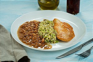 Frango Grelhado, Arroz Integral, Brócolis e Feijão