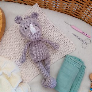 Grudinho Rino o Rinoceronte Amigurumi Artesanal