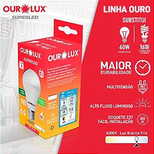 Lâmpada Led 9W Branco Frio 6500K Bivolt OUROLUX