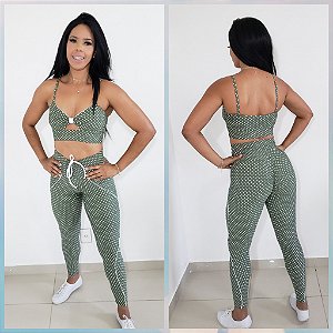 Conjunto Legging e Top Verde de Poá