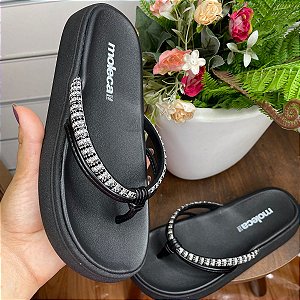 chinelo papete strass moleca