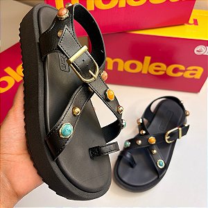 Sandália Papete Moleca Com aplicações