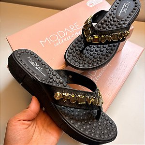 Chinelo Feminino Modare Ultra Conforto Ortopédico com Pedraria