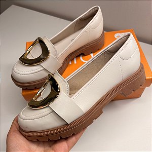 Mocassim Beira Rio Feminino Tratorado Fivela Dourada
