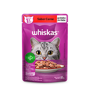 Ração Úmida Whiskas Sachê Carne ao Molho para Gatos Adultos, 85g