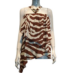 Blusa Wendy Zebra Branco E Marrom