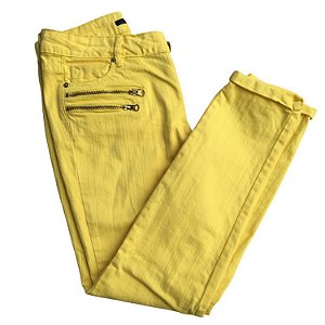 Calça Amarela Skinny Com Barra Dobrada Animale