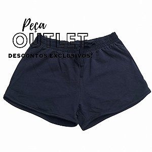 Shorts De Moleton Azul Marinho Com Elástico Na Cintura