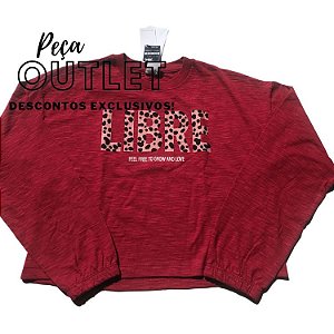 Blusa Cropped Vermelho Bordo Com Letreiro 'libre'